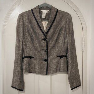 Max Studio Linen Tweed Bow Pocket Shawl Collar Jacket, Sz. 2 / 4